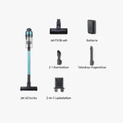 Samsung Jet 60 Turbo VS15A6031R1/EG, Akku-Handstaubsauger, Kabellos & Beutellos, Teal Mint, 410 W, 0.8 Liters, 86 Dezibel -Staubsauger Geschäft 07f36486c272f901a2c639ff4ad8d357