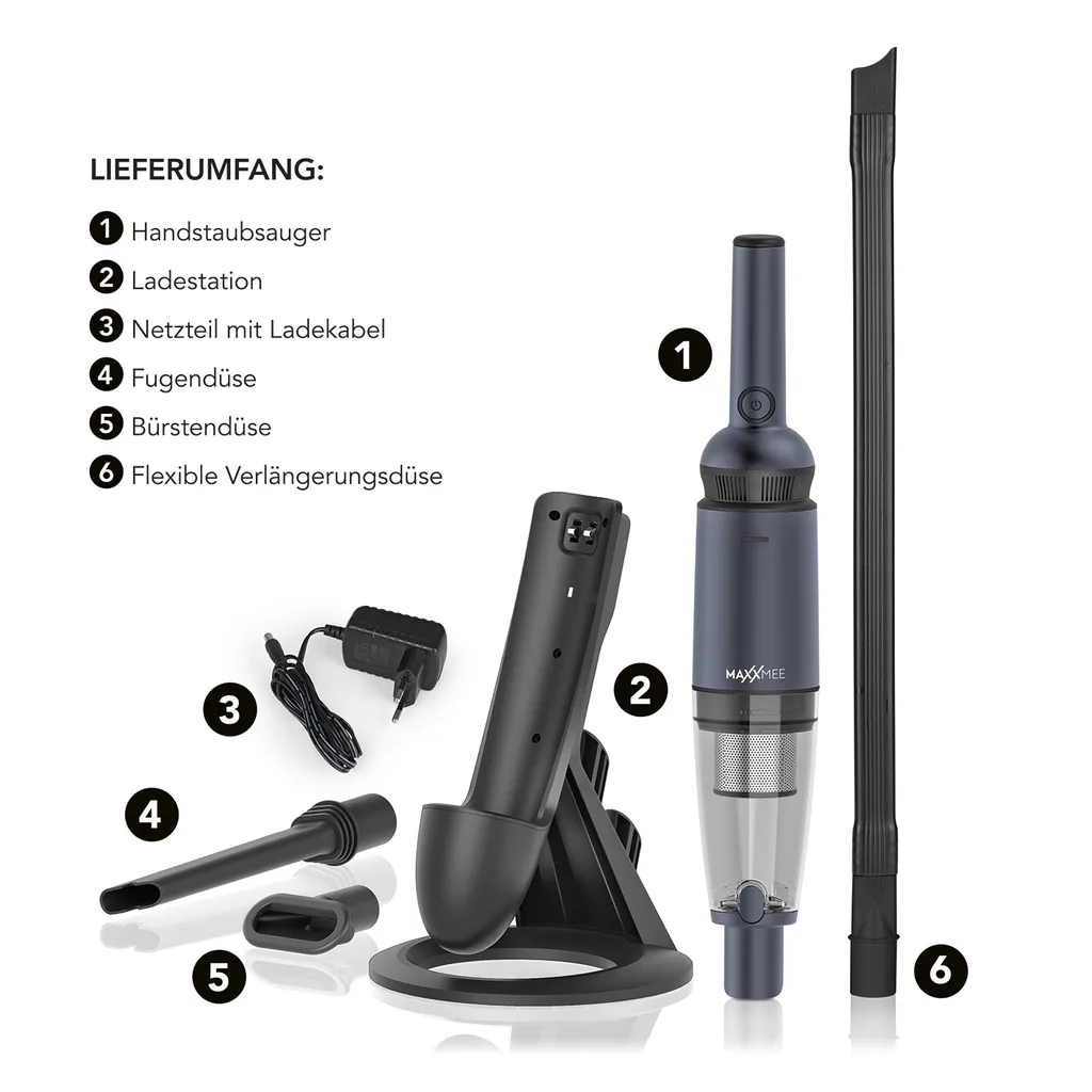MAXXMEE Akku-Handstaubsauger - Anthrazit Staubsauger Hand Akku Haus Büro Auto Kabellos Beutellos Motor BLDC MAXXMEE 14 MAXXMEE Akku-Handstaubsauger - Anthrazit Staubsauger Hand Akku Haus Büro Auto Kabellos Beutellos Motor BLDC MAXXMEE – Bild 12