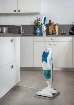 Rowenta Bodendampfreiniger Clean & Steam Revolution RY7757 | 2 In 1 Reingung | Verdampfer Für ätherische Öle | Alle Bodenarten | Anti-Kalk-Kartusche | Weiß/Blau -Staubsauger Geschäft 09ea140ee98abd075d72410c481c4283