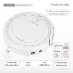 ProfiCare ® Saugroboter Reinigt Selbstständig Alle Räume, Staubsauger Roboter Mit Fernbedienung, Vacuum Cleaner, HEPA-Filter Und 3 Reinigungsprogrammen, Mit Treppenerkennung - PC-BSR 3042 11 ProfiCare ® Saugroboter Reinigt Selbstständig Alle Räume, Staubsauger Roboter Mit Fernbedienung, Vacuum Cleaner, HEPA-Filter Und 3 Reinigungsprogrammen, Mit Treppenerkennung - PC-BSR 3042 -Staubsauger Geschäft 1080840b719eb30a5ff865e231037a9c