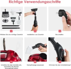 COSTWAY Dampfreiniger Mit 19 Zubehoerteilen, Bodendampfreiniger Fuer Teppiche, Fussboeden, Fenster Und Autos / 2000W / 4 Bar / 1,5L Tank/bis 108℃ / LED/Dampfzeit Bis 45 Min. -Staubsauger Geschäft 18a717e21494aeced2793059c7dc4f2d
