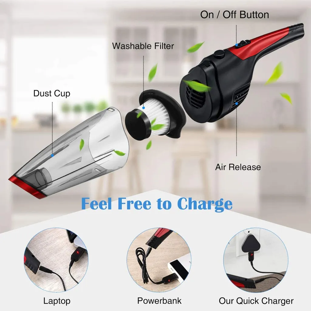 Handstaubsauger, Akku Handstaubsauger 7000PA Beutellos Handsauger Nass/Trocken Akkusauger Schnellaufladung Autostaubsauger Mit 2 Waschbarer Filterr Für Haus & Auto Reinigung 6 Handstaubsauger, Akku Handstaubsauger 7000PA Beutellos Handsauger Nass/Trocken Akkusauger Schnellaufladung Autostaubsauger Mit 2 Waschbarer Filterr Für Haus & Auto Reinigung – Bild 4