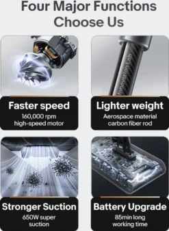Dreame V12 Pro Handstaubsauger (85 Min, 32000 Pa Saug, Flexible Adapter, Kohlefaser-Stick) Akku Staubsauger Reinigt Tierhaare Teppiche Auto -Staubsauger Geschäft 1cc721ed714f0574f351a3a1f3d86732