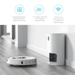 Roidmi EVE Plus Roboter Staubsauger Nass-Trocken-Saugroboter,50 Watt,2700pa Mit Sauberer Basis Und Beutel,Weiß -Staubsauger Geschäft 1f416ba0c4b08709b3a40260c2eafd8f