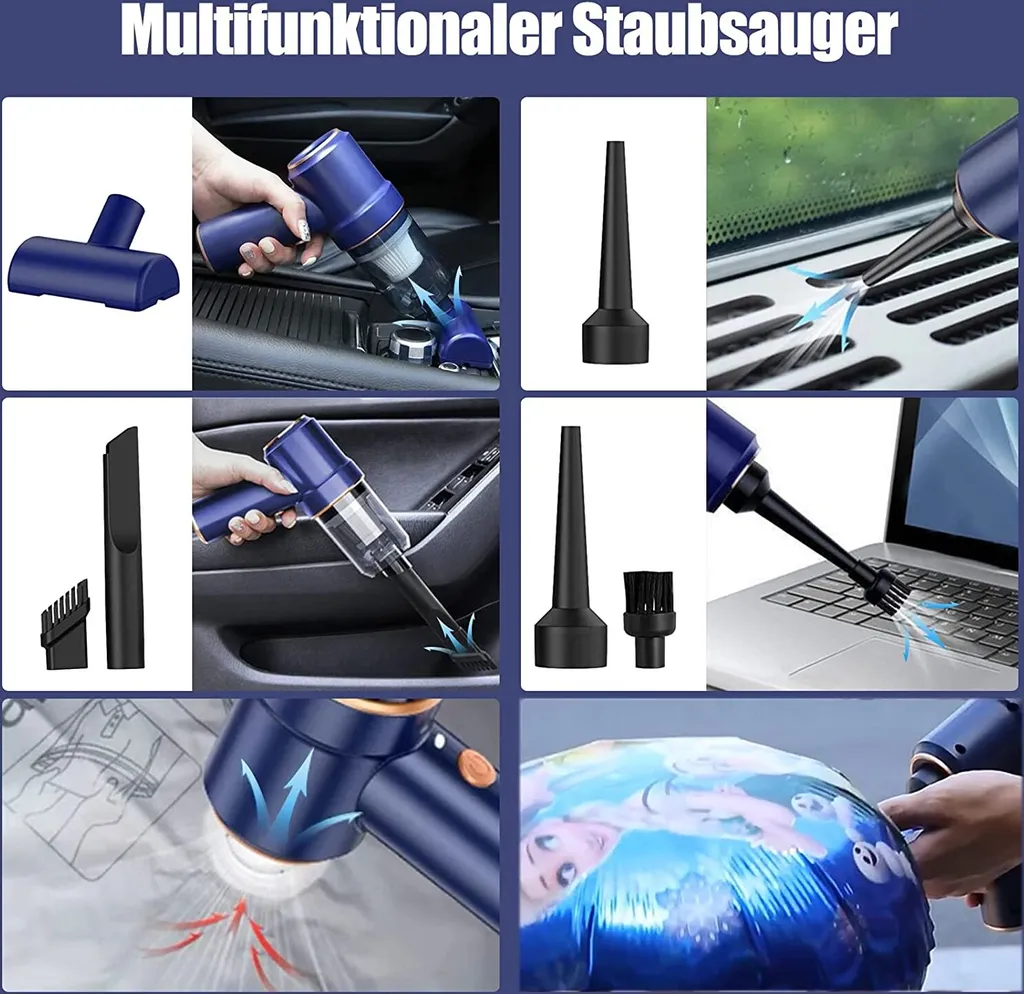 Kabelloser Handstaubsauger Für Auto,Handstaubsauger Akku Stark Mit LED Taschenlampe,Nass Trocken Wiederaufladbar 120W Kabellos Handsauger Für Tastatursauger,PC,Haus,Bürogeräte 5 Kabelloser Handstaubsauger Für Auto,Handstaubsauger Akku Stark Mit LED Taschenlampe,Nass Trocken Wiederaufladbar 120W Kabellos Handsauger Für Tastatursauger,PC,Haus,Bürogeräte – Bild 3