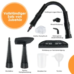 COSTWAY Dampfreiniger Inkl. 9 Zubehör, Handdampfreiniger, Dampfreinigen Handgerät 3 Bar / 250ml / 1050W / 4min Aufheizzeit/für Teppiche, Vorhänge, Autositze, Küche (Orange) -Staubsauger Geschäft 2e321358e2bcf778829cf09aa9d3d03b