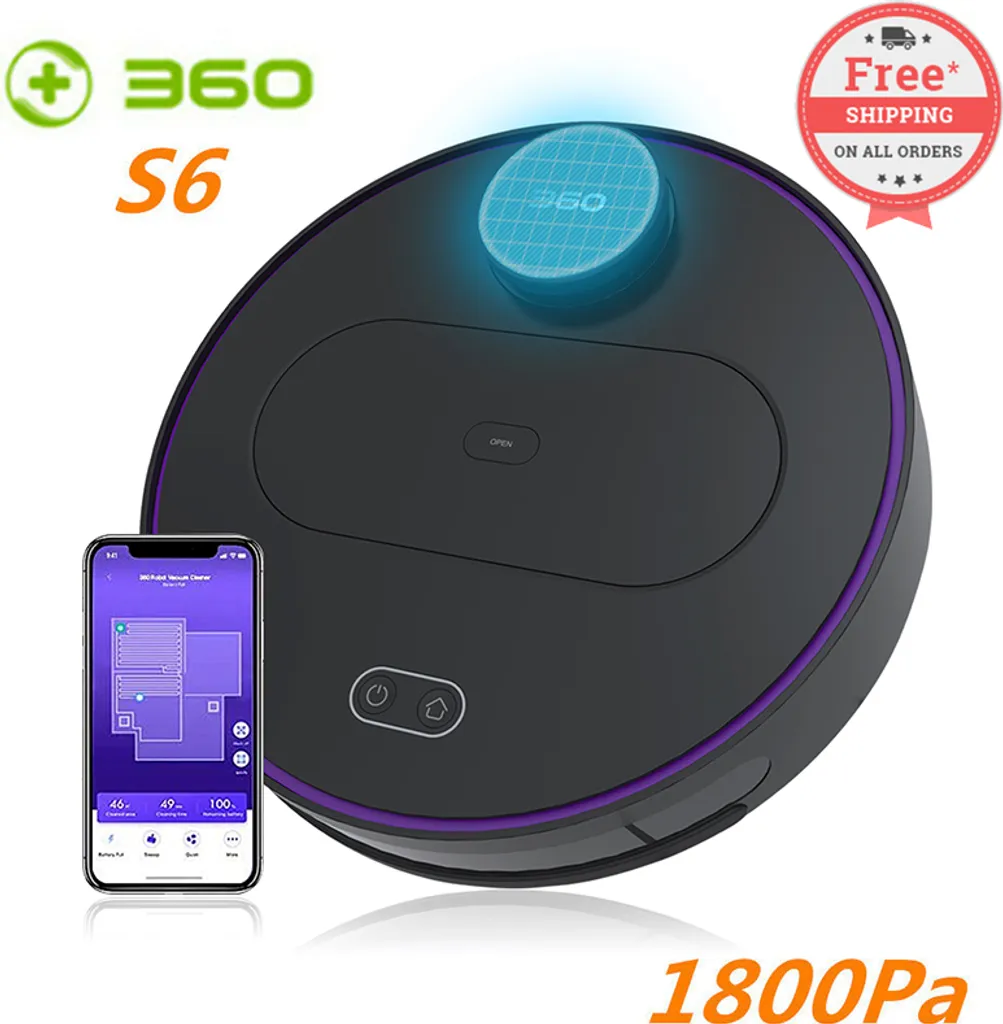 360 S6 Smart Saugroboter Staubsauger Automatisch APP 3200mAh Roboterstaubsauger Vacuum Reinigung Schwarz 18 360 S6 Smart Saugroboter Staubsauger Automatisch APP 3200mAh Roboterstaubsauger Vacuum Reinigung Schwarz – Bild 16