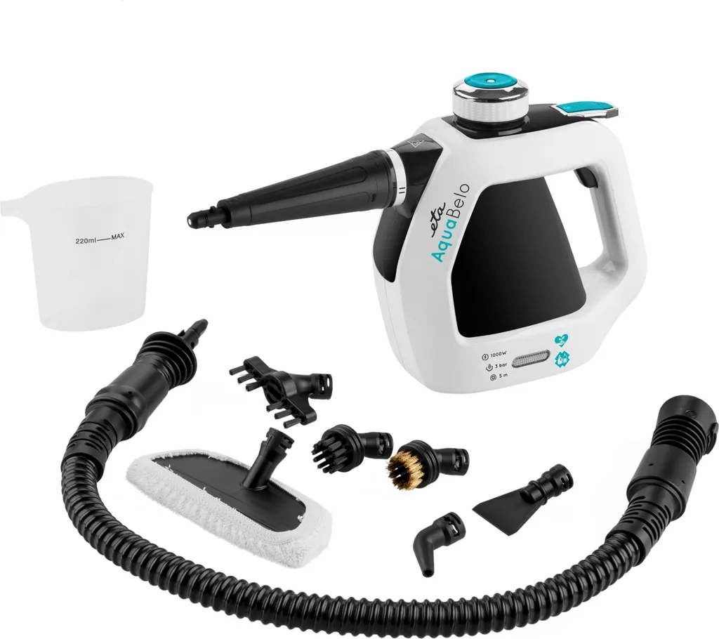 ETA AQUABELO Handdampfreiniger ETA126490000, 1000 W , Betriebsdruck 3 Bar, Dampf In 2-3 Minuten, Wassertankvolumen 220 Ml, Kabellänge 5 M