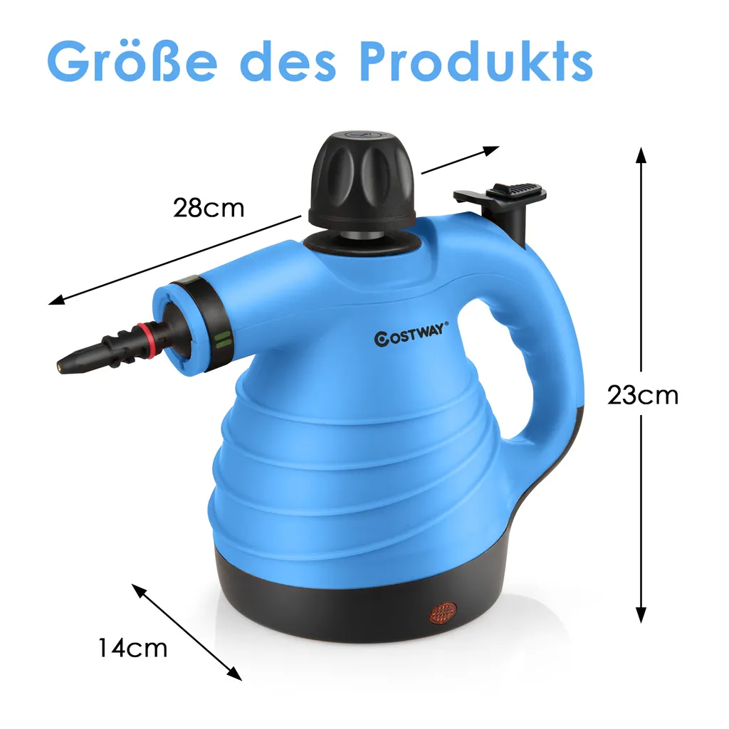 COSTWAY Dampfreiniger Inkl. 9 Zubehör, Handdampfreiniger, Dampfreinigen Handgerät 3 Bar / 250ml / 1050W / 4min Aufheizzeit/für Teppiche, Vorhänge, Autositze, Küche (Blau) 7 COSTWAY Dampfreiniger Inkl. 9 Zubehör, Handdampfreiniger, Dampfreinigen Handgerät 3 Bar / 250ml / 1050W / 4min Aufheizzeit/für Teppiche, Vorhänge, Autositze, Küche (Blau) – Bild 5