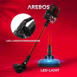 AREBOS Akku Staubsauger, 2-in-1 Hand- Und Bodenstaubsauger, 2 Leistungsstarke Saugmodi, Beutellos, Kabellos Bis Zu 55 Minuten, Mit Wandladestation, Weiß -Staubsauger Geschäft 56044574ff599f893f3ed5194cd88a17