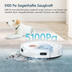 Yeedi Floor 3 Station, Saugroboter Mit Wischfunktion Automatische Mopp-Reinigung, 5100Pa, 3D-Hindernisvermeidung, Perfekt Für Teppich -Staubsauger Geschäft 5c49a39f50c346242678edebbca0846a