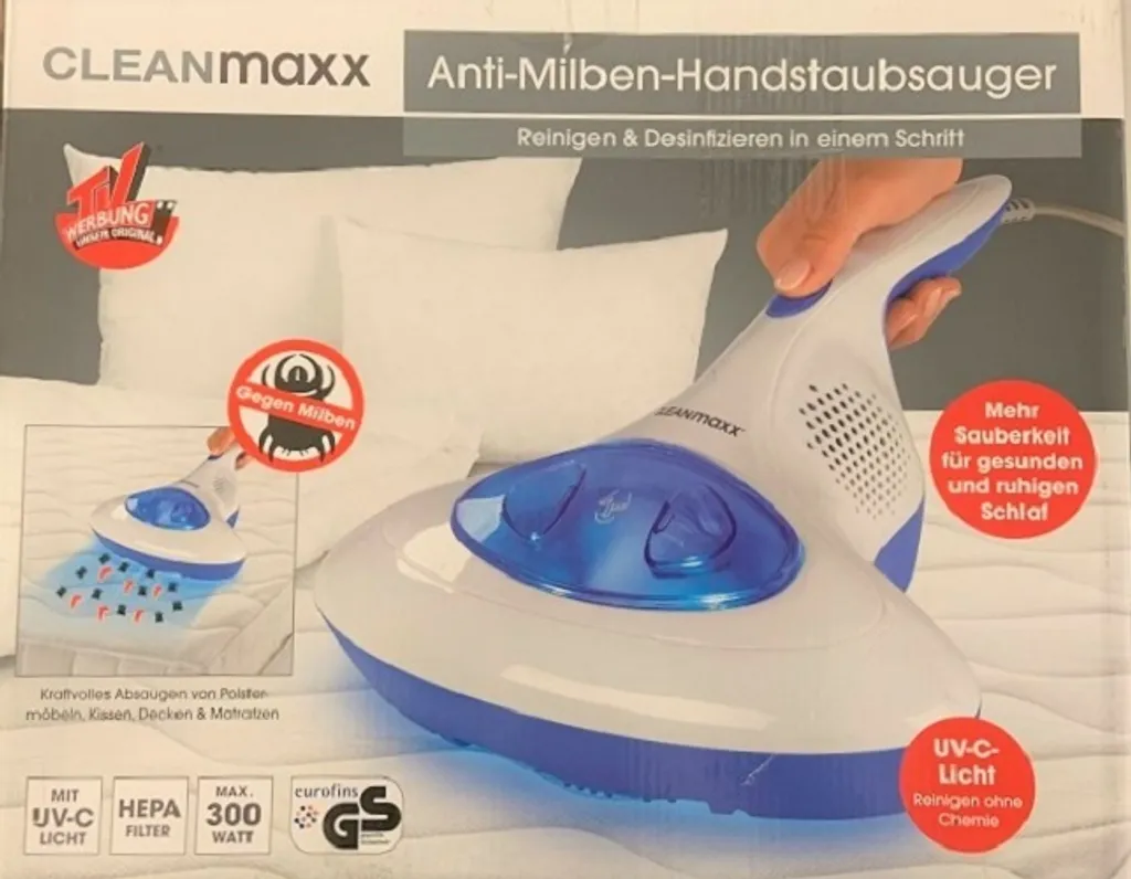 CLEANmaxx Milben-Handstaubsauger Mit UV-C-Licht - Reinigen & Desinfizieren In Einem Schritt Anti Milbensauger Mit UV C Licht 300W HEPA Milben Handstaubsauger Cleanmaxx NEU 19 CLEANmaxx Milben-Handstaubsauger Mit UV-C-Licht - Reinigen & Desinfizieren In Einem Schritt Anti Milbensauger Mit UV C Licht 300W HEPA Milben Handstaubsauger Cleanmaxx NEU – Bild 17