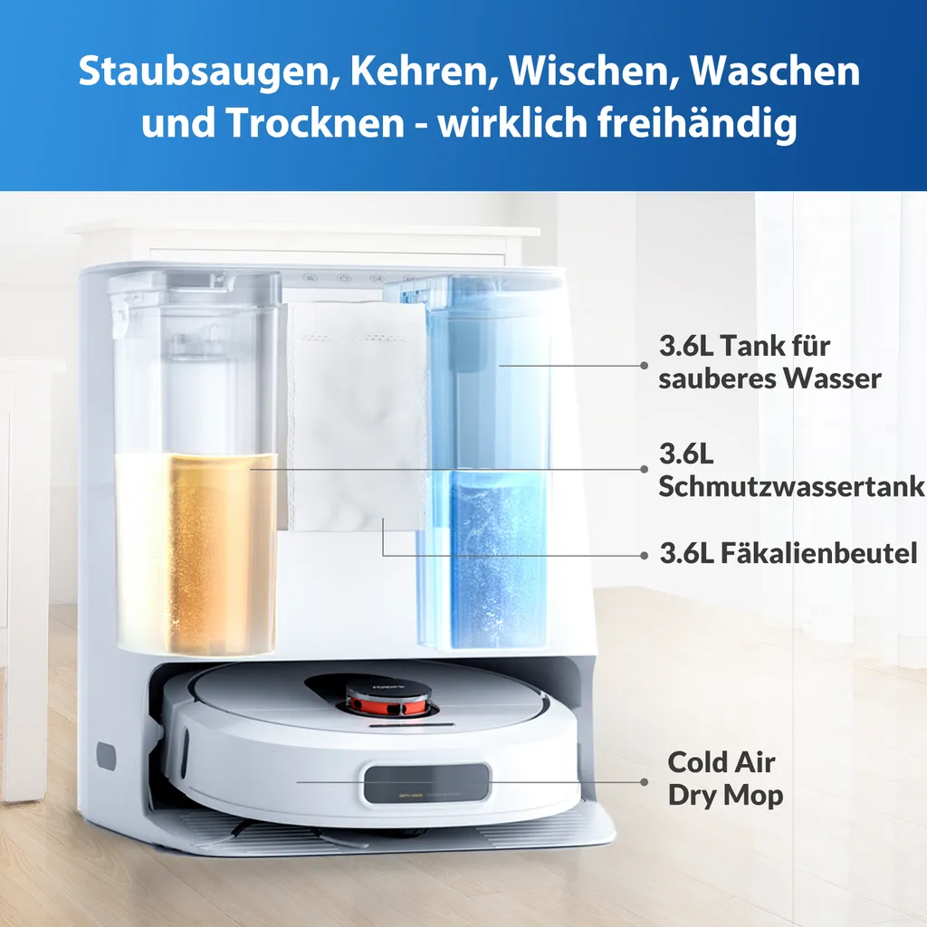 Roidmi Eva Mop Station Staubsauger 3200pa 2-in-1 Saug Und Wischroboter Mit Absaugstation, Mopp- Und Saugroboter, Automatisch Waschen Von Mopps 19 Roidmi Eva Mop Station Staubsauger 3200pa 2-in-1 Saug Und Wischroboter Mit Absaugstation, Mopp- Und Saugroboter, Automatisch Waschen Von Mopps – Bild 17