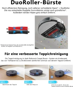 Roborock S8 Staubsauger Roboter 6000Pa Mit DuoRoller-Bürste VibraRise Wischen 3D-Mapping 3D-Strukturiertes Licht LiDAR Kindersicherung APP Control Saugroboter (Schwarz) (Upgrade S7) -Staubsauger Geschäft 6c1cb41e4ef55ac6f51b24e4345fa67a