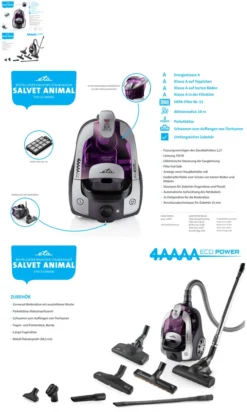 Bodenstaubsauger Ohne Beutel ETA Salvet Animal Artikel-Nr.: ETA151390000 Beutelloser Staubsauger ETA Salvet Animal Mit Dem ECO Motor, Extrem Wirksame Filtrierung Und Reiches Zubehör. -Staubsauger Geschäft 6fe67ed18b1a538887f346f0b10c6485