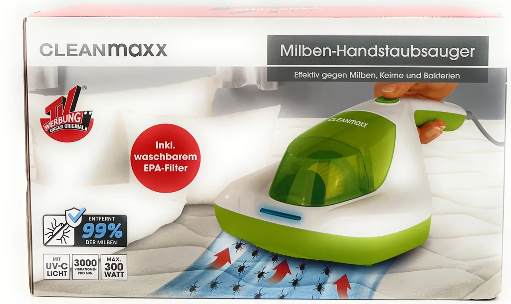 CLEANmaxx Milben-Handstaubsauger Kompakt Mit UV-C Licht - Weiß/limegreen 9 CLEANmaxx Milben-Handstaubsauger Kompakt Mit UV-C Licht - Weiß/limegreen – Bild 7