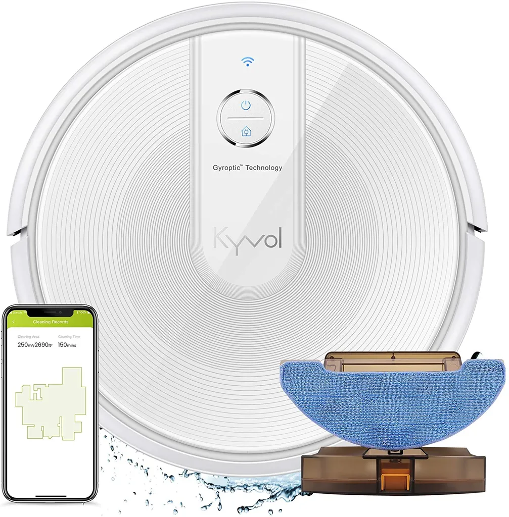 Kyvol E31 Saugroboter Mit Wischfunktion 2200Pa Wischroboter, 150Min. Laufzeit, Smart Navigation, Funktioniert Mit Alexa,ideal Für Tierhaare, Teppiche Und Hartböden, Weiß [+]