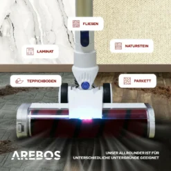 AREBOS Akku Staubsauger, 2-in-1 Hand- Und Bodenstaubsauger, 2 Leistungsstarke Saugmodi, Beutellos, Kabellos Bis Zu 55 Minuten, Mit Wandladestation, Weiß -Staubsauger Geschäft 762635504bdd9c2fac5c2263befdcccd