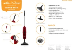 Omega CONTUR BASIC, Stielstaubsauger ETA143690006, 800 Watt, Superleicht - Nur 3 Kg, Mit Beutel, Leichtlaufdüse, Polsterdüse, Fugendüse -Staubsauger Geschäft 7652ade9ed6a2db7b71147291e7afedf