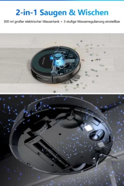 Proscenic 850T WLAN 3-in-1 Saugroboter Mit Wischfunktion Staubsauger Roboter Saug-Wisch-Roboter Wischroboter Kombi-Gerät 3,000Pa 2600mAh Alexa Google Home APP -Staubsauger Geschäft 78a06da8d50efaa669c0160b15f80b22