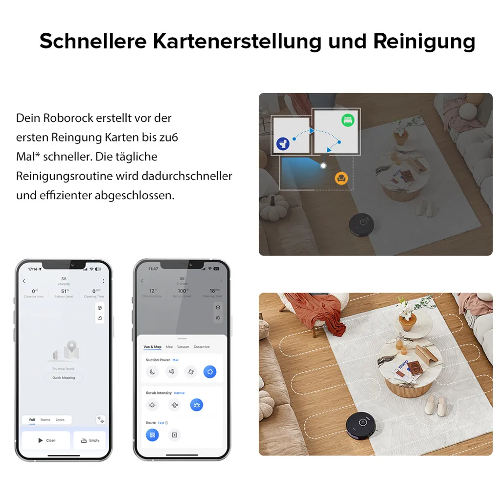 Roborock S8 Staubsauger Roboter Saugroboter 6000 Pa DuoRoller-Bürste VibraRise Wischen 3D-Mapping Reactive 3D-Hindernisumgehung (Schwarz) Mit 2pcs Mopp 12 Roborock S8 Staubsauger Roboter Saugroboter 6000 Pa DuoRoller-Bürste VibraRise Wischen 3D-Mapping Reactive 3D-Hindernisumgehung (Schwarz) Mit 2pcs Mopp – Bild 10