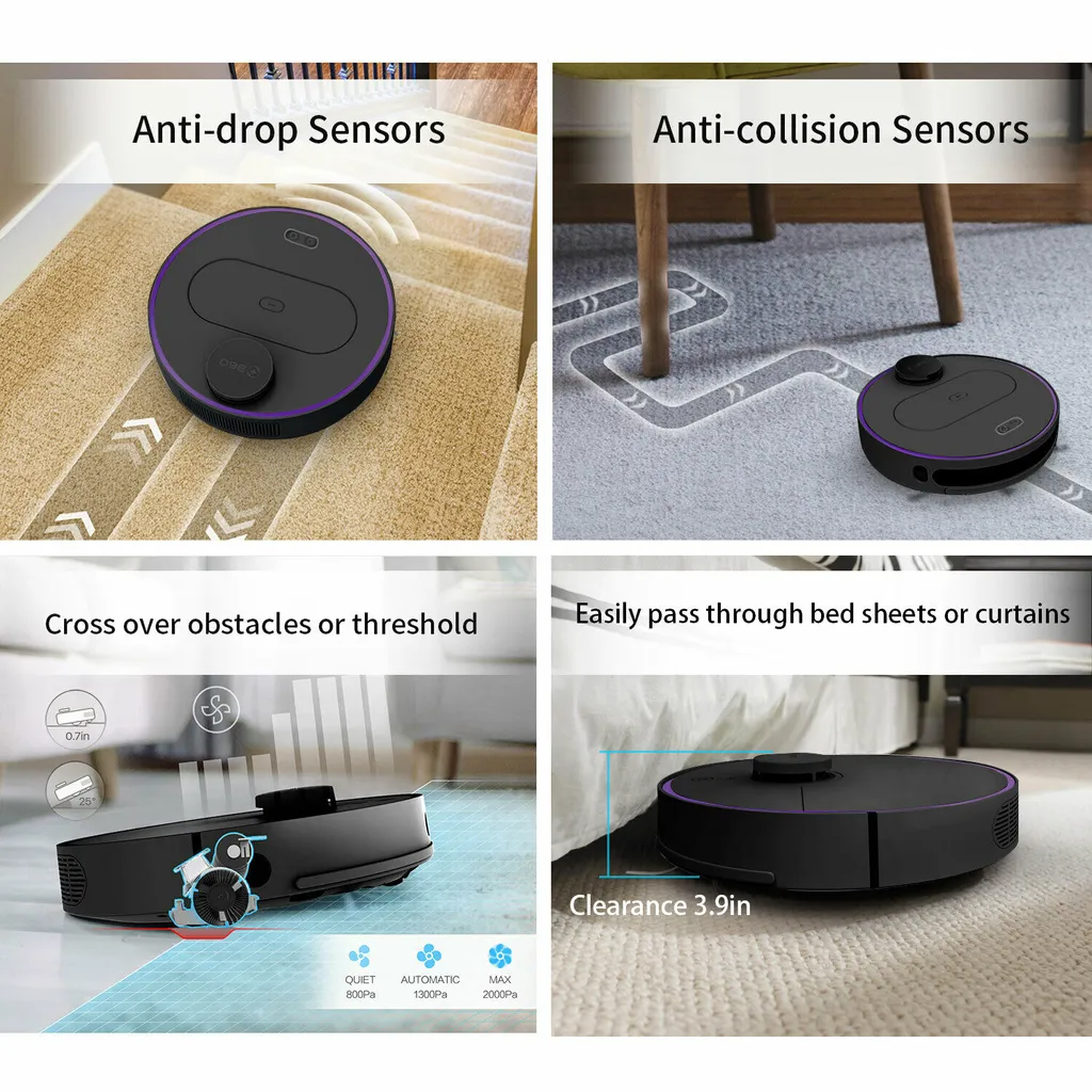 360 S6 Smart Saugroboter Staubsauger Automatisch APP 3200mAh Roboterstaubsauger Vacuum Reinigung Schwarz 4 360 S6 Smart Saugroboter Staubsauger Automatisch APP 3200mAh Roboterstaubsauger Vacuum Reinigung Schwarz – Bild 2