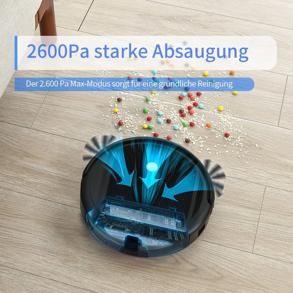 Saugroboter - AIRROBO P10 Staubsauger Roboter 2600Pa Roboterstaubsauger WLAN Mit Raumkarte In Echtzeit, WiFi/App/Alexa, Selbstaufladung, Leise, Für Tierhaare, Hartböden, Teppich 5 Saugroboter - AIRROBO P10 Staubsauger Roboter 2600Pa Roboterstaubsauger WLAN Mit Raumkarte In Echtzeit, WiFi/App/Alexa, Selbstaufladung, Leise, Für Tierhaare, Hartböden, Teppich – Bild 3