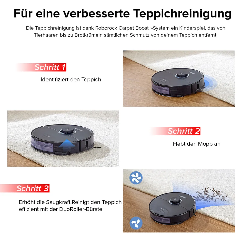 Roborock S8 Staubsauger Roboter Saugroboter 6000 Pa DuoRoller-Bürste VibraRise Wischen 3D-Mapping Reactive 3D-Hindernisumgehung (Schwarz) Mit 2pcs Mopp 9 Roborock S8 Staubsauger Roboter Saugroboter 6000 Pa DuoRoller-Bürste VibraRise Wischen 3D-Mapping Reactive 3D-Hindernisumgehung (Schwarz) Mit 2pcs Mopp – Bild 7