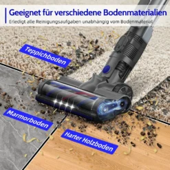 Akku Staubsauger, Kabellos, Beutellos, Akkusauger, Handstaubsauger Akku, Stabstaubsauger, Stielstaubsauger, Staubsauger Tierhaare, Teppich, Parkett, 25,000 Pa 5-in-1, Bis Zu 50 Min Laufzeit Mit LED Elektrobürste, Teleskoprohr, Wandhalterung -Staubsauger Geschäft 8dc64784ae1e71d0fa329c5c208d401a