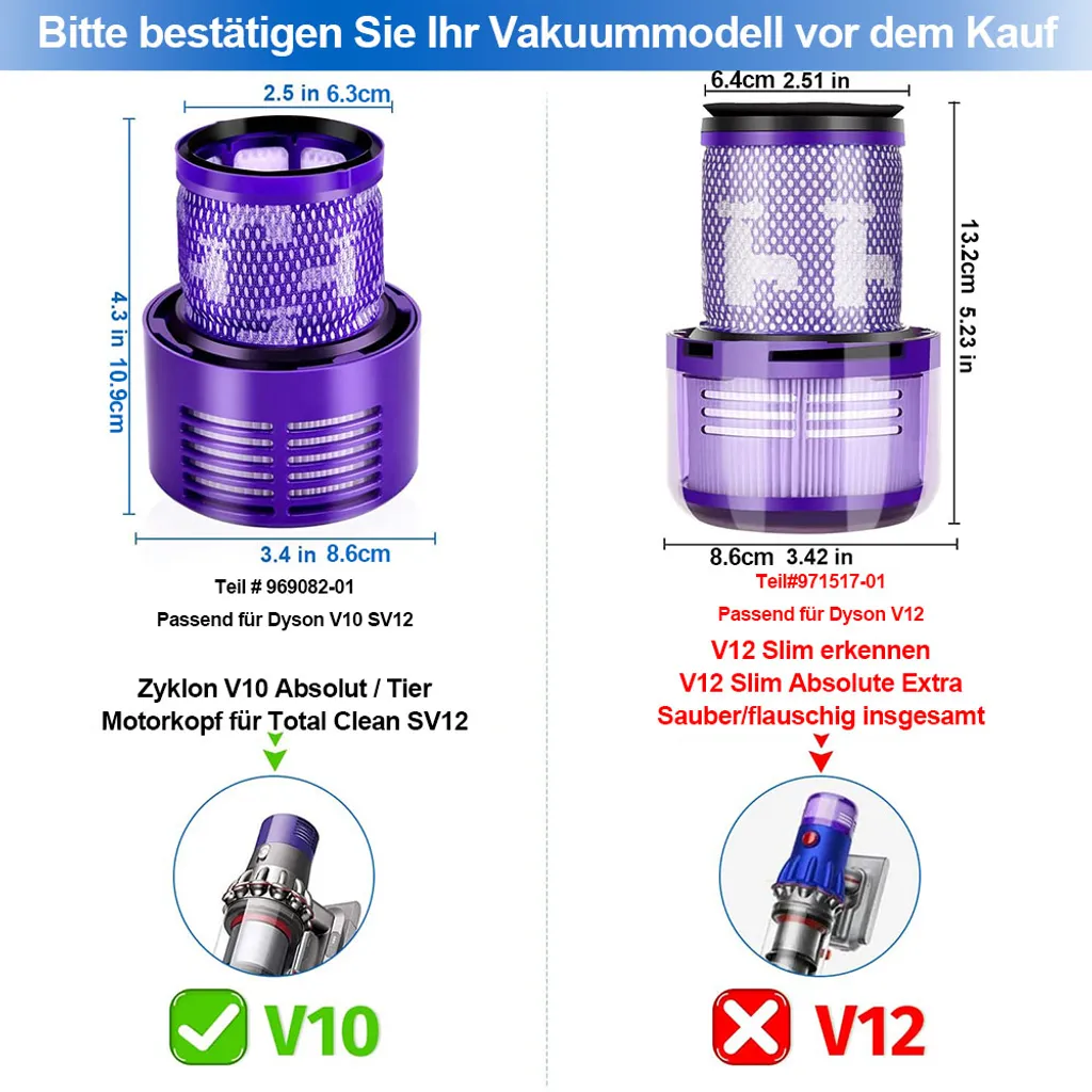 Filter Für Dyson V10 SV12, Ersatzfilter Für Dyson Staubsauger V10 SV12 Waschbar Cyclone Animal Absolute Total Clean Vacuum Teile-Nr. 4 Filter Für Dyson V10 SV12, Ersatzfilter Für Dyson Staubsauger V10 SV12 Waschbar Cyclone Animal Absolute Total Clean Vacuum Teile-Nr. – Bild 2
