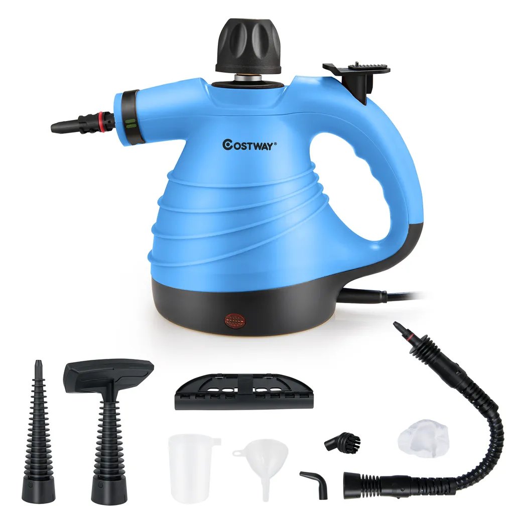 COSTWAY Dampfreiniger Inkl. 9 Zubehör, Handdampfreiniger, Dampfreinigen Handgerät 3 Bar / 250ml / 1050W / 4min Aufheizzeit/für Teppiche, Vorhänge, Autositze, Küche (Blau) 3 COSTWAY Dampfreiniger Inkl. 9 Zubehör, Handdampfreiniger, Dampfreinigen Handgerät 3 Bar / 250ml / 1050W / 4min Aufheizzeit/für Teppiche, Vorhänge, Autositze, Küche (Blau)