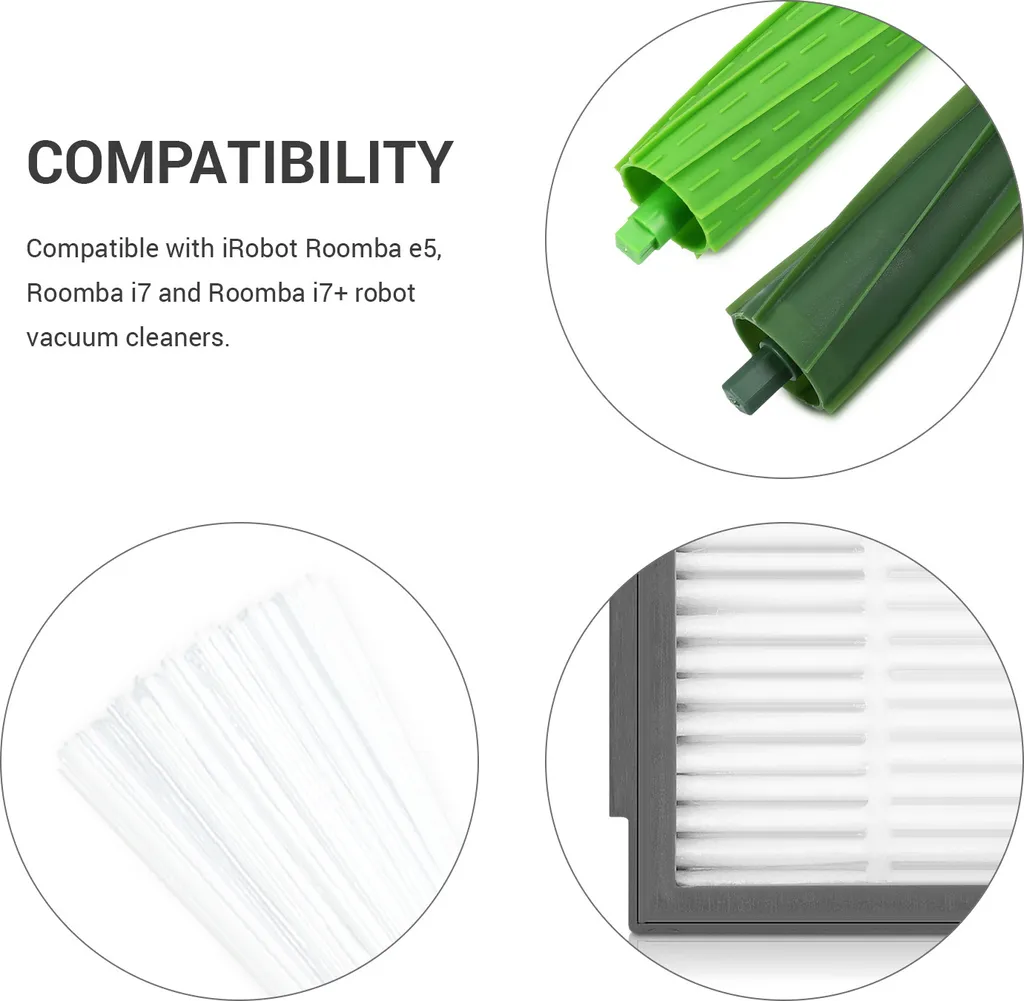 Kwmobile Ersatzteile Set Kompatibel Mit IRobot Roomba E/i Serie - 3x Filter 3x Seitenbürste 2x Bürste - Staubsauger Zubehör Für Modelle E5 I7 I7+ 4 Kwmobile Ersatzteile Set Kompatibel Mit IRobot Roomba E/i Serie - 3x Filter 3x Seitenbürste 2x Bürste - Staubsauger Zubehör Für Modelle E5 I7 I7+ – Bild 2