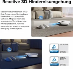 Roborock S8 Staubsauger Roboter Sonic Saugroboter 6000Pa DuoRoller-Bürste VibraRise Wischen 3D-Mapping 3D-Strukturiertes Licht LiDAR Kindersicherung APP Control (Weiß) -Staubsauger Geschäft a1b90979762640aec79021ae01b4411e