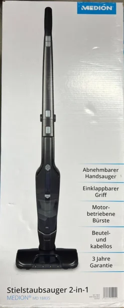 MEDION Stielstaubsauger 2 In 1, Beutellos, Kabellos, Handstaubsauger LED - MD18835