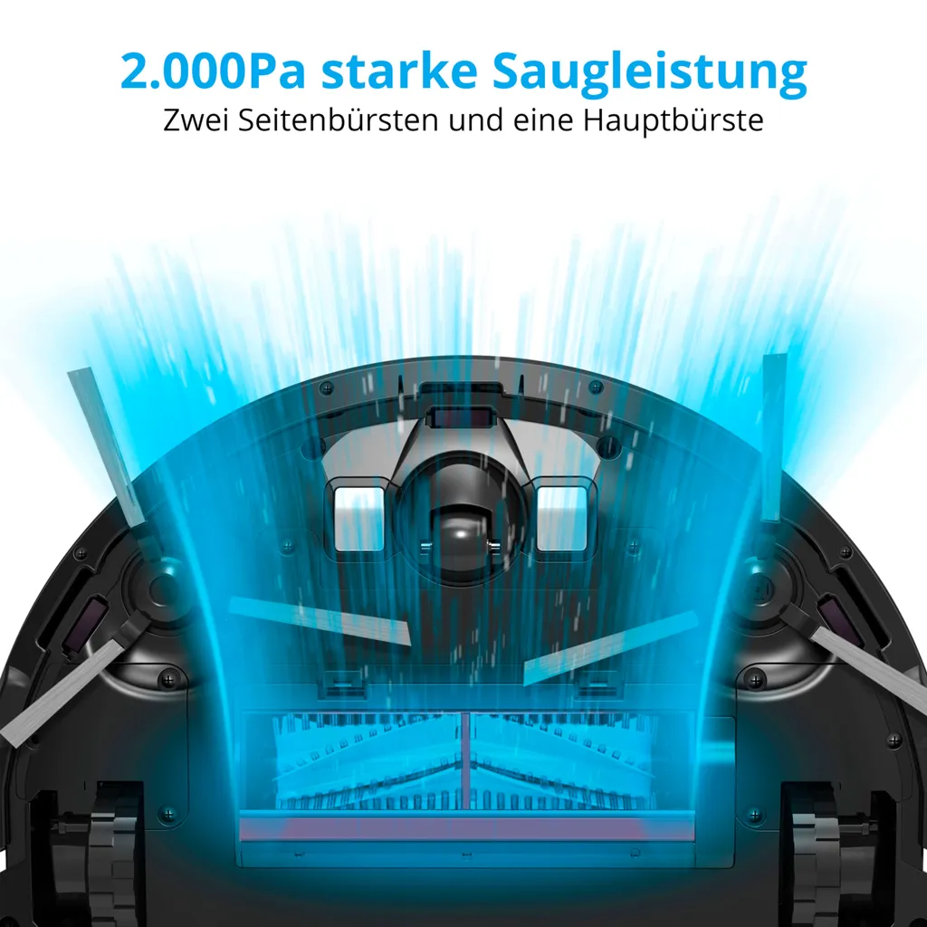 MEDION Saugroboter Mit Wischfunktion Und Systematischer Navigation P20 SW (Modell 2021, 2.000 Pa Saugkraft, Inkl. Fernbedienung, Ladestation, Tierhaar Allergiker Optimiert) 8 MEDION Saugroboter Mit Wischfunktion Und Systematischer Navigation P20 SW (Modell 2021, 2.000 Pa Saugkraft, Inkl. Fernbedienung, Ladestation, Tierhaar Allergiker Optimiert) – Bild 6