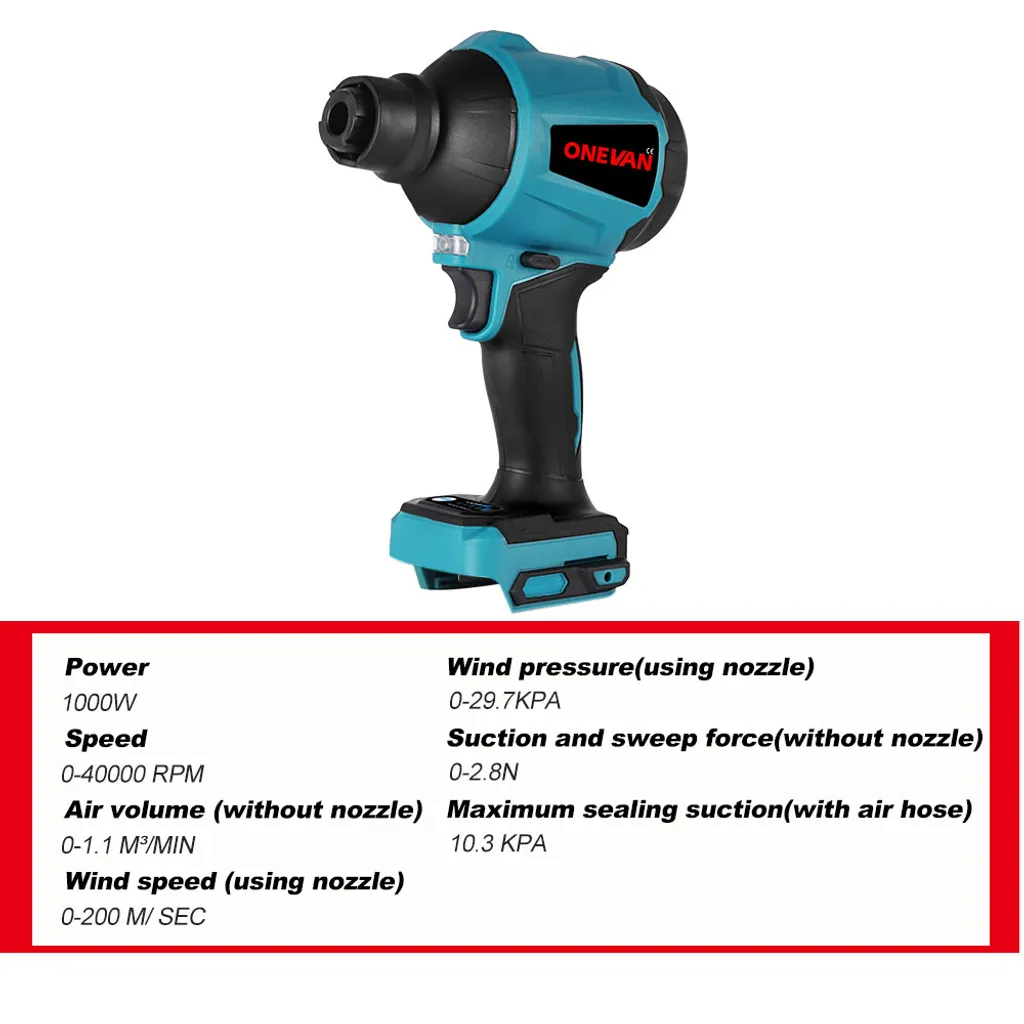 ONEVAN 1000W Kabelloser Staubgebläse Elektrisch Staubtuch Handstaubsauger Luftpumpe Mit 1 Akku Und 5 Düsen 5 ONEVAN 1000W Kabelloser Staubgebläse Elektrisch Staubtuch Handstaubsauger Luftpumpe Mit 1 Akku Und 5 Düsen – Bild 3