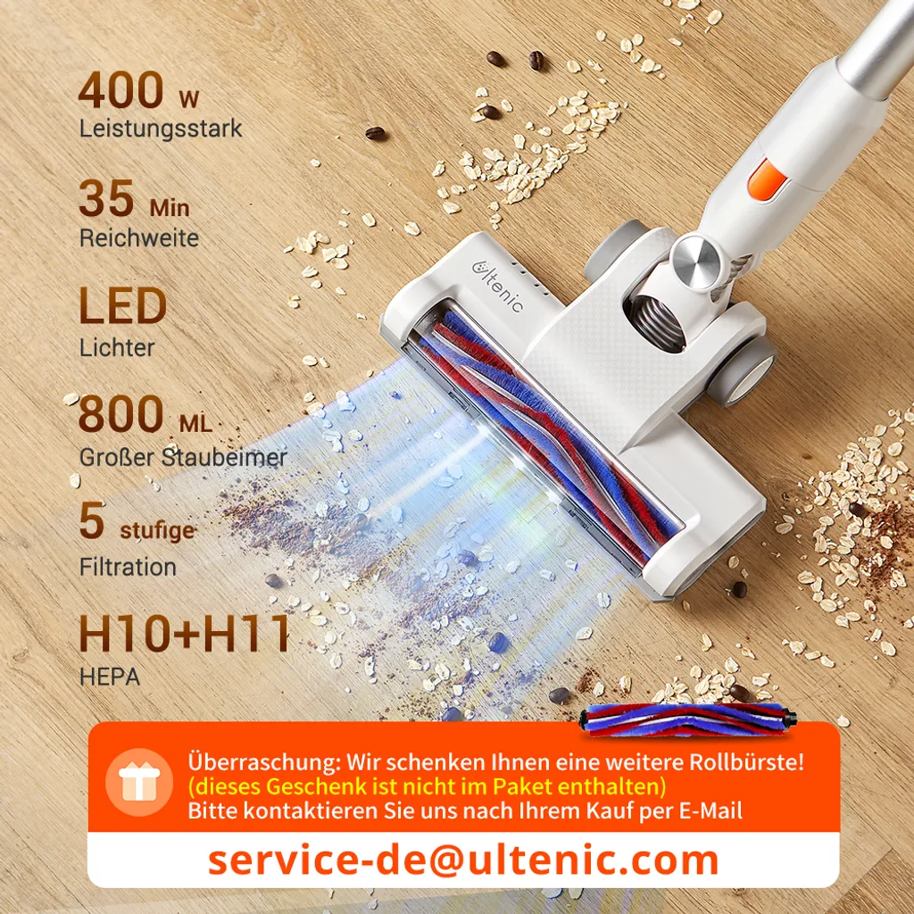 Ultenic U10 Pro Akku Staubsauger, 30KPa Kabelloser Staubsauger, 5-stufiges Filtersystem Staubsauger, 2200mA Abnehmbarer Akku, 4 In 1 Handstaubsauger Für Teppiche, Hartböden Und Tierhaare 4 Ultenic U10 Pro Akku Staubsauger, 30KPa Kabelloser Staubsauger, 5-stufiges Filtersystem Staubsauger, 2200mA Abnehmbarer Akku, 4 In 1 Handstaubsauger Für Teppiche, Hartböden Und Tierhaare – Bild 2