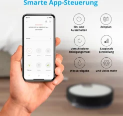 MEDION Saugroboter Mit Wischfunktion Und Zyklon Technologie S20 SW (Alexa App Steuerung, Modell 2021, Extra Flach, Regulierbare Wasserabgabe, Ladestation, Tierhaar Allergiker Optimiert) -Staubsauger Geschäft e964c4a41e7f1a008f7048221db4c08f