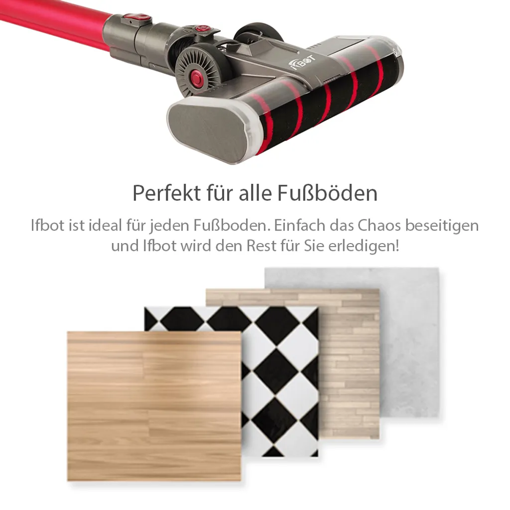 IFBOT 4 In 1 Akku Staubsauger I201 Kabellos Handstaubsauger, Bürstenlos Motor Mit HEPA Filter, 20KPa, 250W, Beutellos, 0,8L, 35min, Touchscreen, LED Elektrobürste, 1,8kg Leicht, 3 Reinigungssprogramme Perfekt Für Hartboden Teppich 6 IFBOT 4 In 1 Akku Staubsauger I201 Kabellos Handstaubsauger, Bürstenlos Motor Mit HEPA Filter, 20KPa, 250W, Beutellos, 0,8L, 35min, Touchscreen, LED Elektrobürste, 1,8kg Leicht, 3 Reinigungssprogramme Perfekt Für Hartboden Teppich – Bild 4