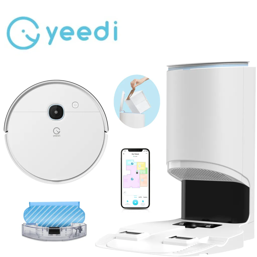 Yeedi Vac Hybrid Saugroboter Mit Absaugstation, 2500Pa Saugstärke Mit Wischfunktion, Teppicherkennung, Raumkarte, Sperrzone, 7,7 Cm Ultradünn 3 Yeedi Vac Hybrid Saugroboter Mit Absaugstation, 2500Pa Saugstärke Mit Wischfunktion, Teppicherkennung, Raumkarte, Sperrzone, 7,7 Cm Ultradünn