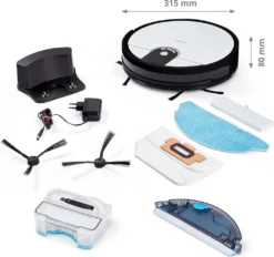 MEDION Saugroboter Mit Wischfunktion Und Zyklon Technologie S20 SW (Alexa App Steuerung, Modell 2021, Extra Flach, Regulierbare Wasserabgabe, Ladestation, Tierhaar Allergiker Optimiert) -Staubsauger Geschäft ecf428bebdf6c884a887eaabe2496af2