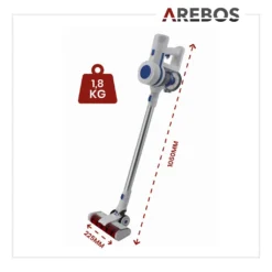 AREBOS Akku Staubsauger, 2-in-1 Hand- Und Bodenstaubsauger, 2 Leistungsstarke Saugmodi, Beutellos, Kabellos Bis Zu 55 Minuten, Mit Wandladestation, Weiß -Staubsauger Geschäft ff56d831a6b0e1ccd89a32eb13041504